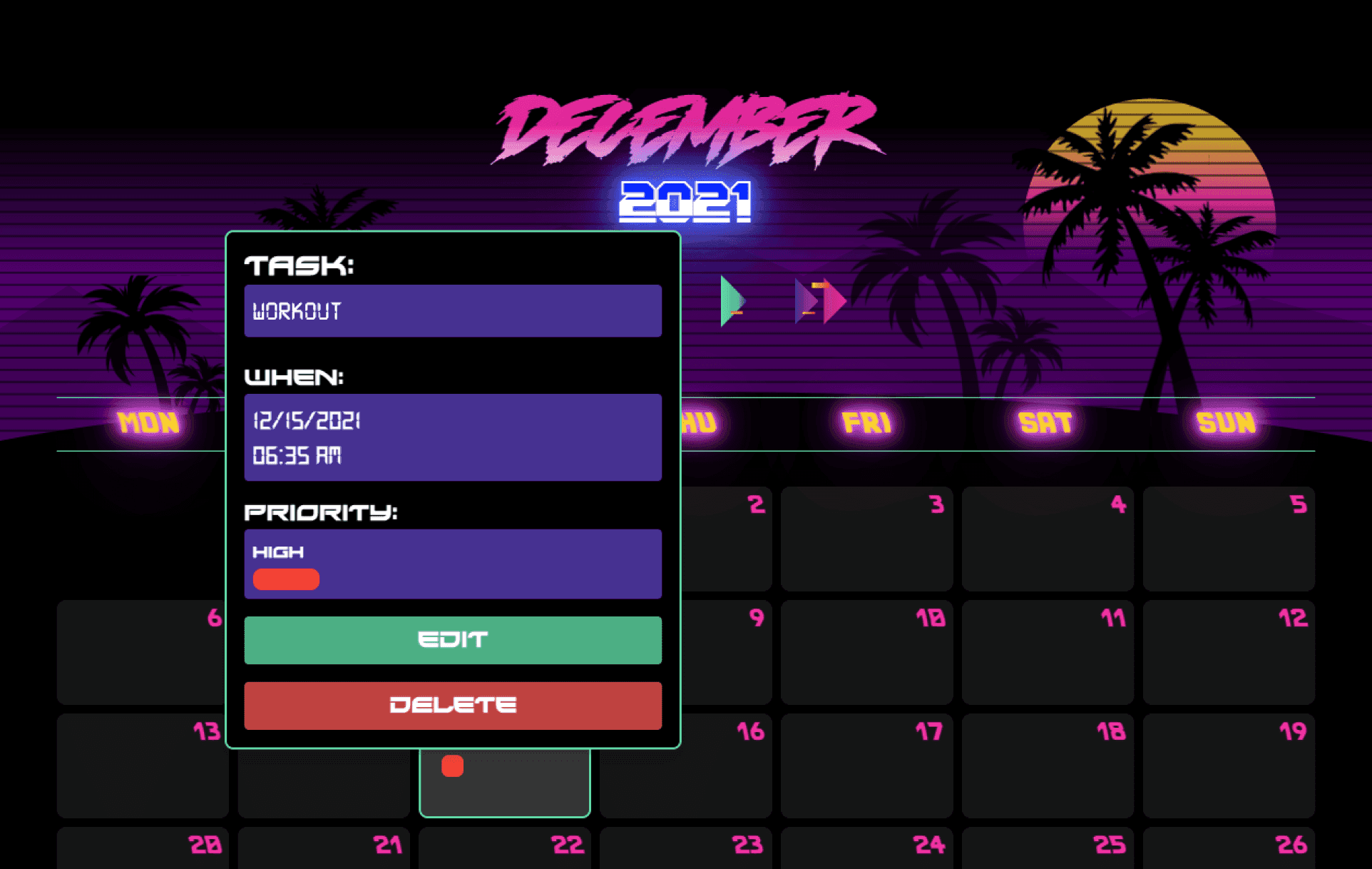 synthwave-calendar-webapp-solution